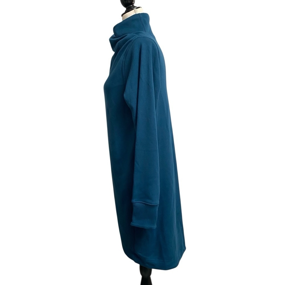 Athleta Cozy Karma Mock Neck Sweatshirt Dress Small Teal Pockets - Picture 10 of 16